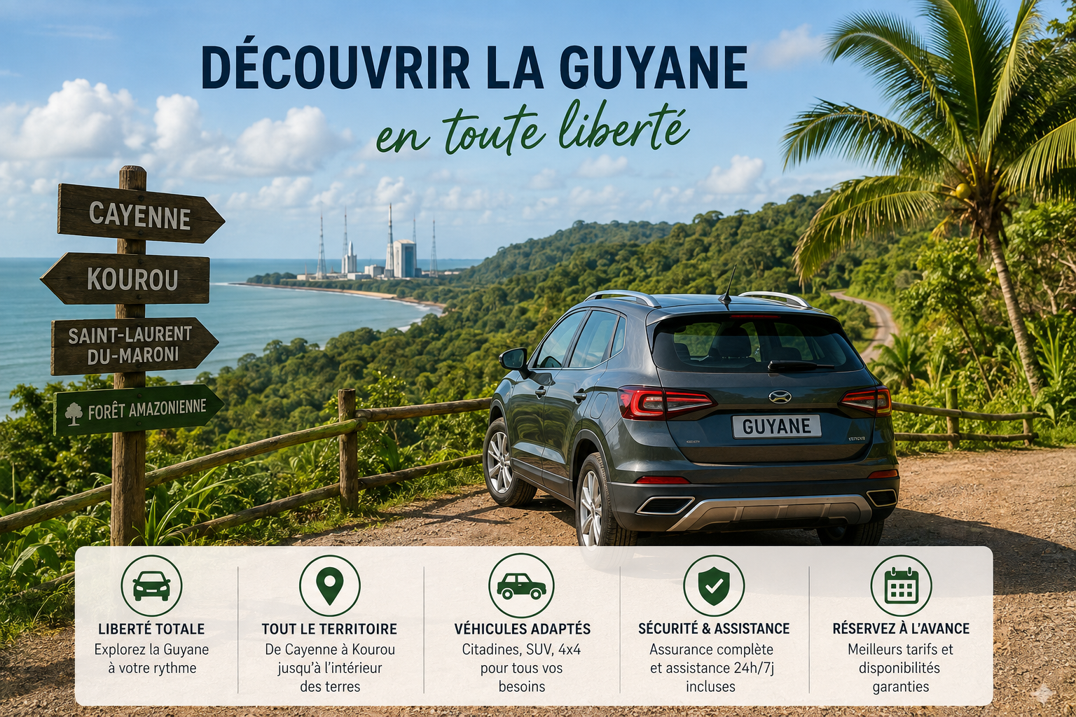 Louez une voiture en Guyane avec des services adaptés à vos besoins